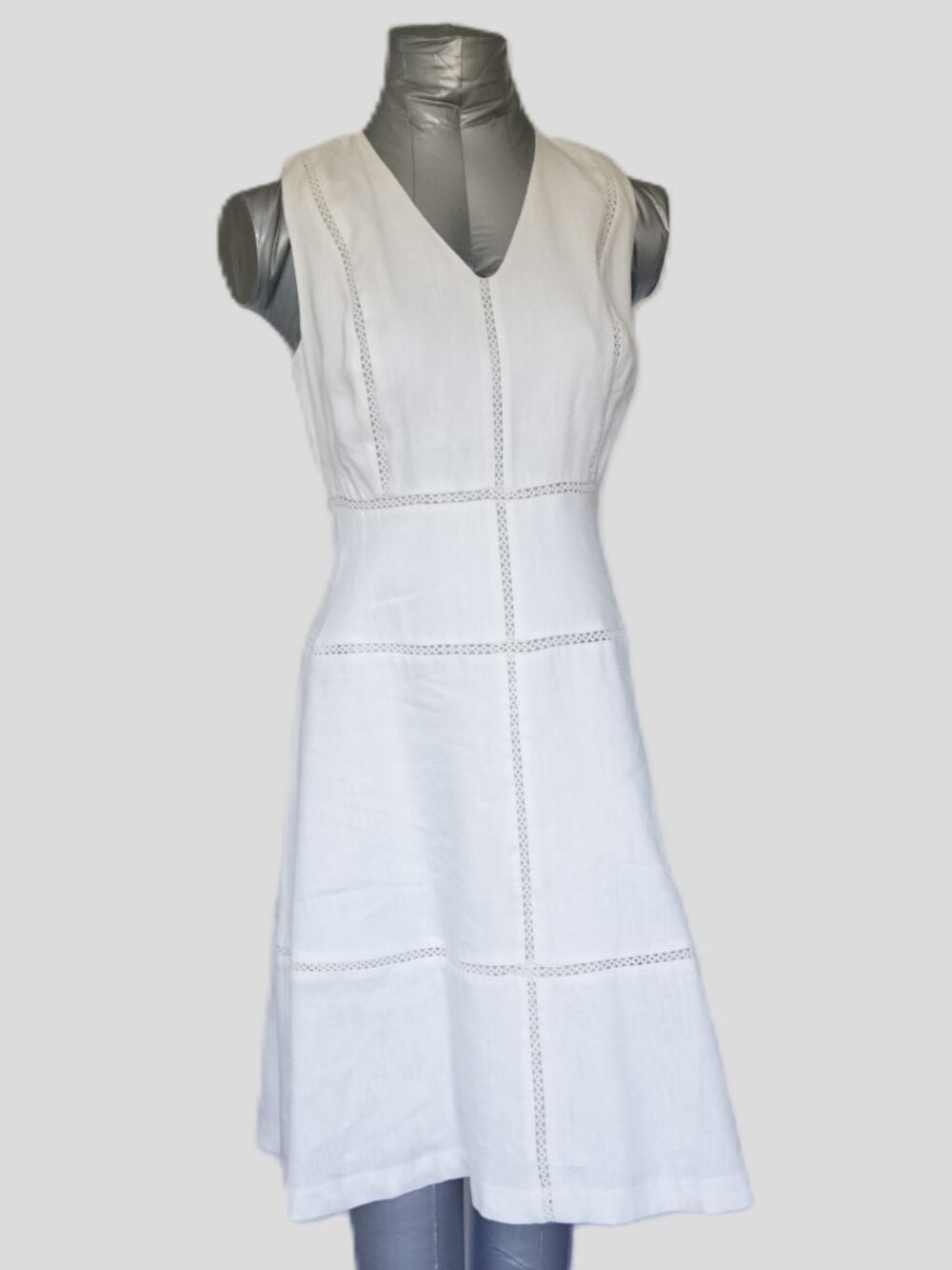 [NWT] Ann Taylor Petite Linen Blend Cutout Flare Dress White Size 2P
